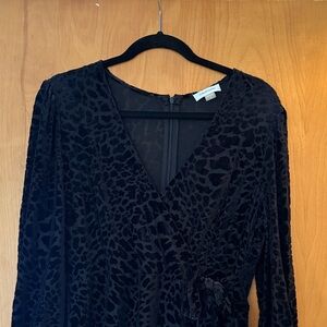 Calvin Klein Black Leopard Print Midi Dress